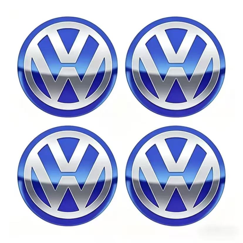 LVAXC1 4Pcs 56mm Car Wheel Center Stickers For VW GTI Polo Passat B6 B7 B8 Golf MK6 MK7 MK8 Tiguan Jetta ID.3 Beetle T-ROC CC Hub Cap