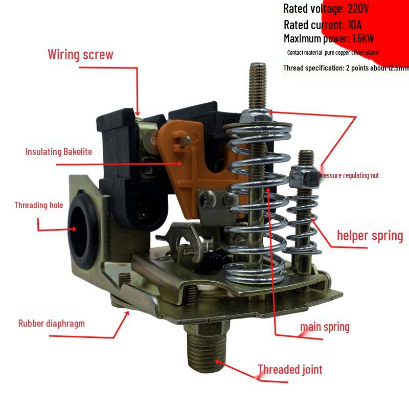 Adjustable Pressure Switch for Single-Phase 220V Water Pumps - Automatic Towerless Water Supply Controller