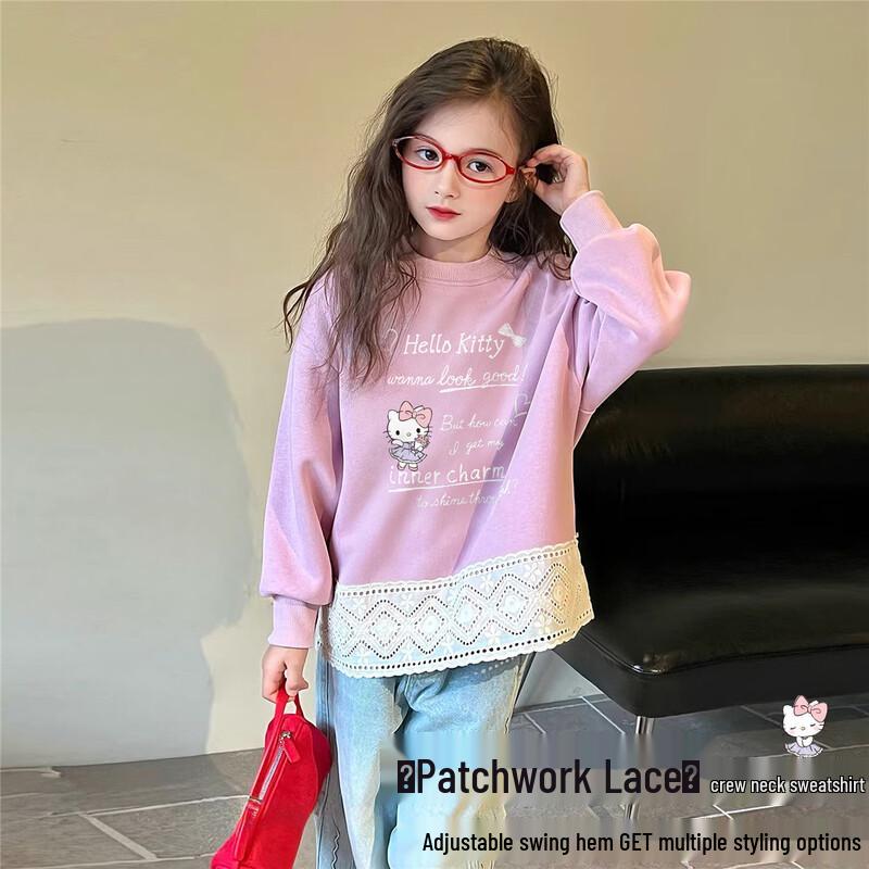 Hello Kitty Girls  Sweet Lace Trim Sweatshirt 140