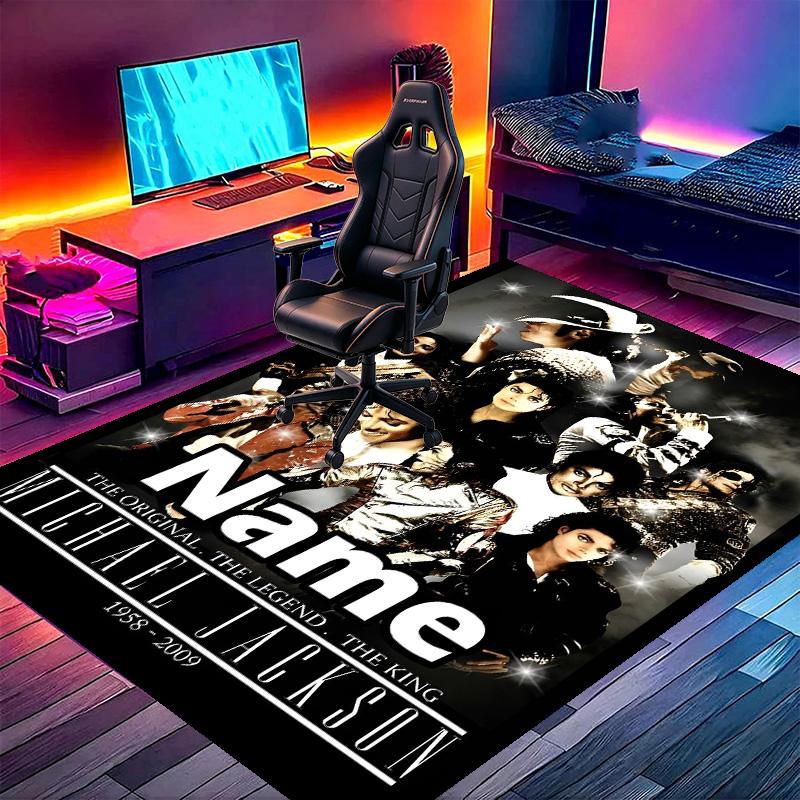 Custom Name Personalized Michael Jackson Print Carpet, Versatile Home Decor Rug, for Playroom, Apartment, Balcony, Entryway, Hallway Gift
