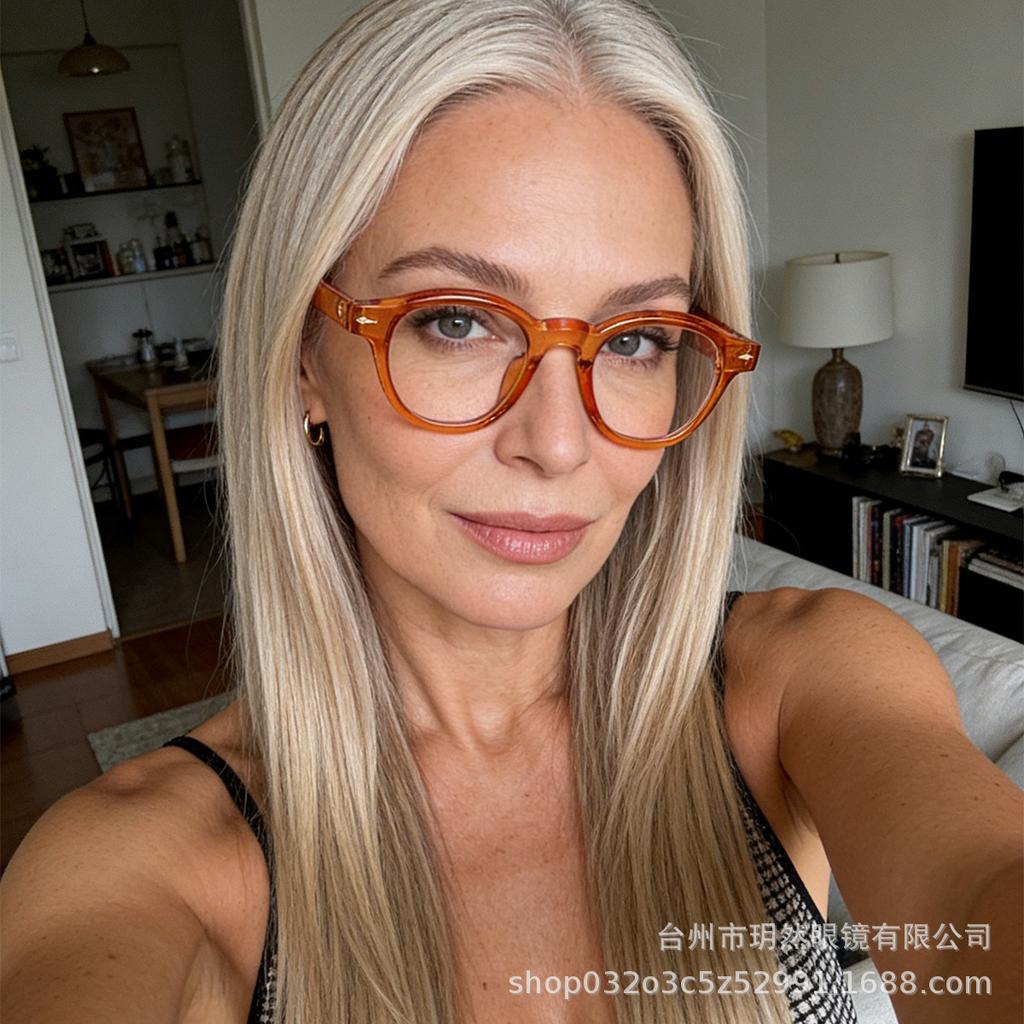 European and American new fashion oval plain flat glasses retro personalized unisex anti-blue glasses