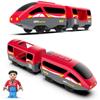 TOPLIVING Wooden Train Track Accessories Battery-Operated Locomotive with Magnetic Connection Compatible with Thomas, Brio, and Chuggington