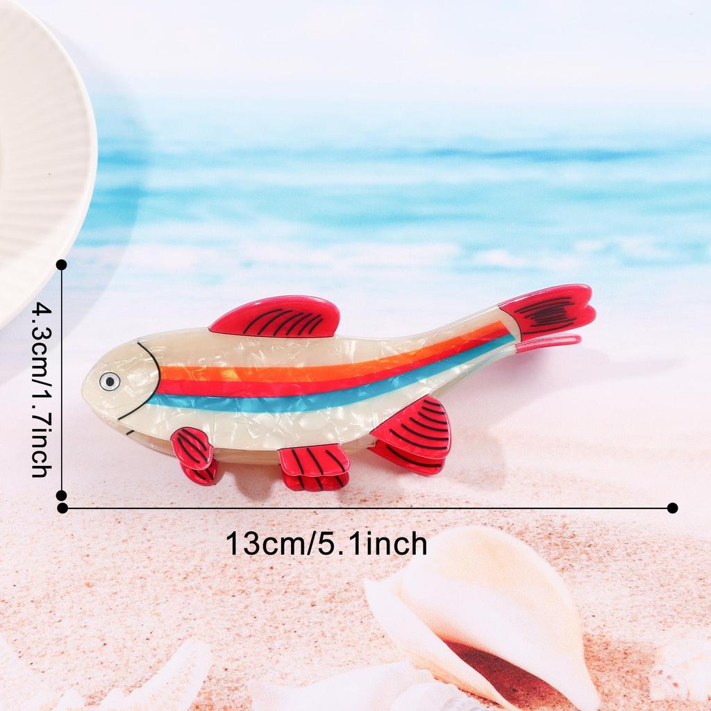 Bamboo Cute Ocean Animal Hair Clips: Tropical Fish & Cartoon Shark Claw Accessories.