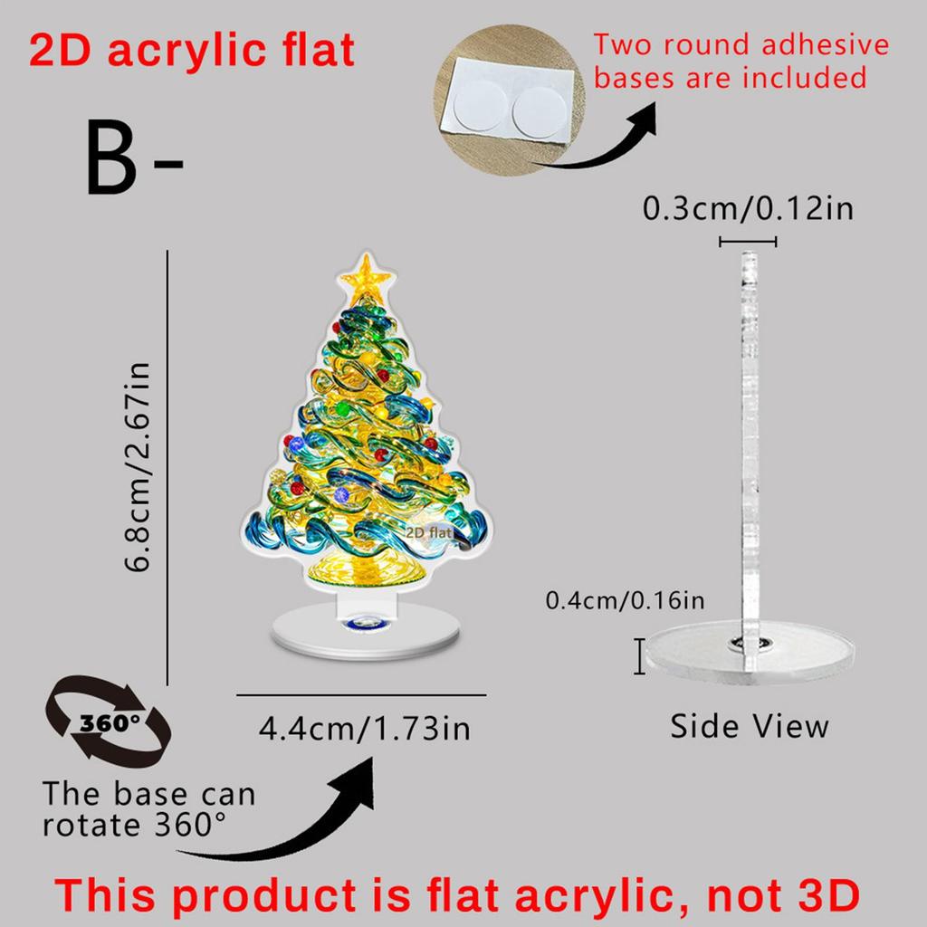 Tabletop Christmas Tree Figurines 2D Acrylic 3 Pieces Collectible Sculpture Christmas Tree Desk Ornament For Party Tabletop