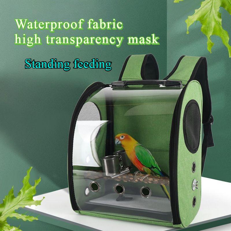 Transparent Parrot Pet Out Backpack Oxford Cloth Cat Myna Black Phoenix Bird Cage Food Cup Pet Bird Bag