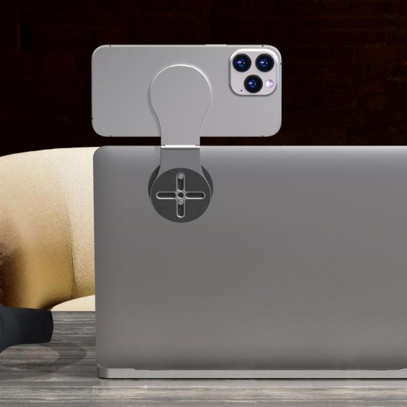 Metal Laptop Phone Stand Magnetic Phone Holder Free Rotation & Double Screen Interaction for Enhanced Productivity