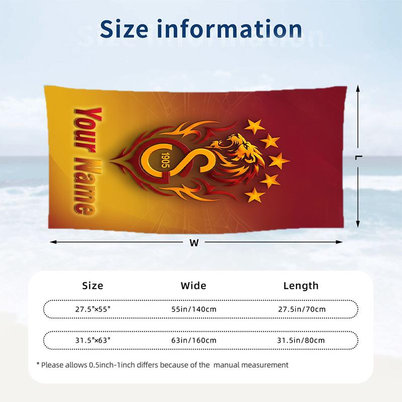 Beach Towel Galatasaray FC Print Custom Name Text Soft Towel for Swimming Pool