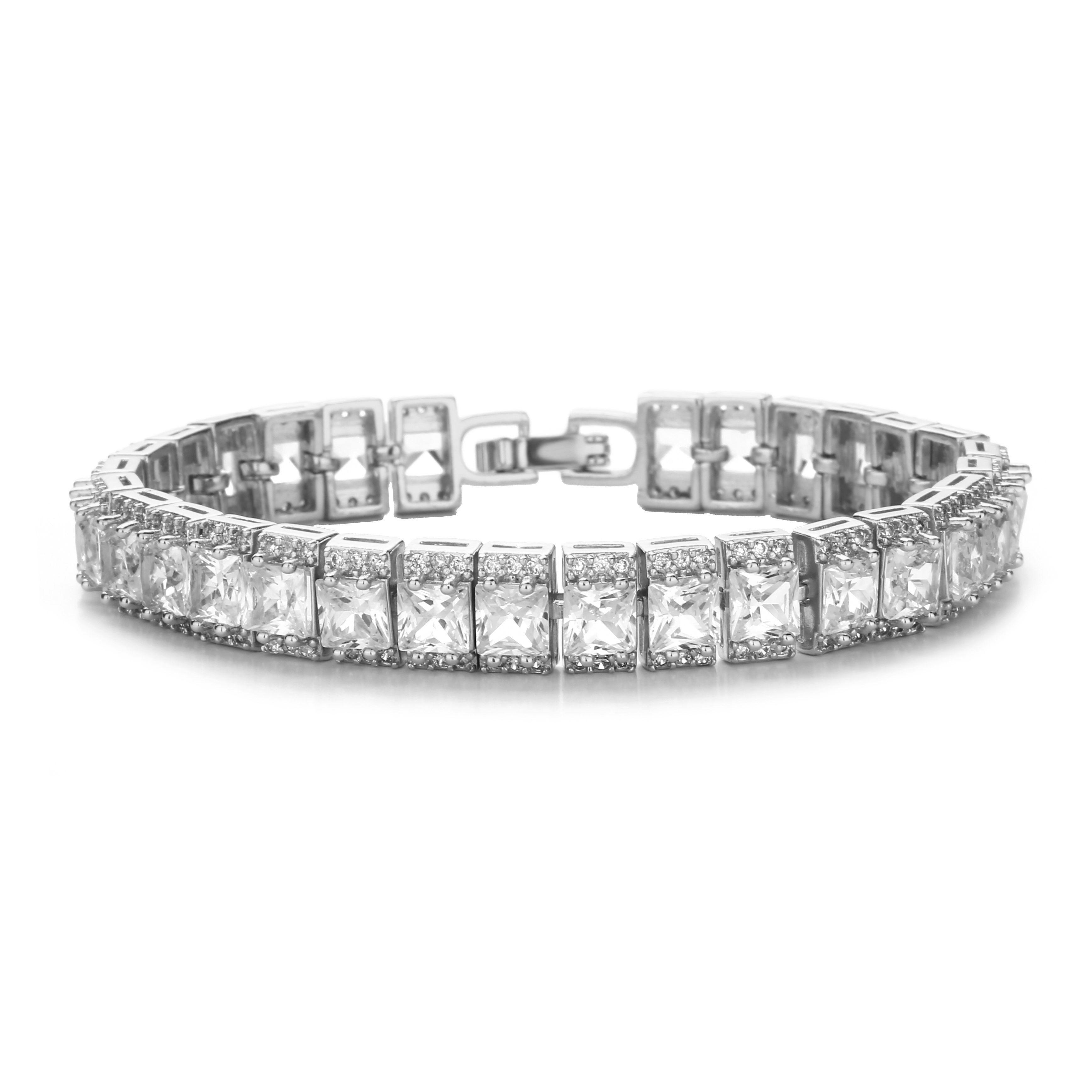 HECHENG,Shiny Zircon Tennis Bracelet Pretty Colorful Fine Zircon Chain For Women Full Cubic Zirconia Bangle Fashion Zircon 17.5cm