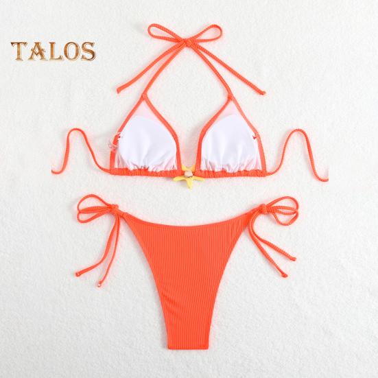 Women's Bikini Set Halter String Side Tie Two-Piece Swimsuit with Starfish Decor Sexy Triangle Bathing Suits for Beach Vacation Hot Spring Pool