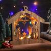 Lighted Nativity Scene Wood Religious Holy Family Statue Decor Nativity Set For Christmas For Fireplace Bedroom Office Desk