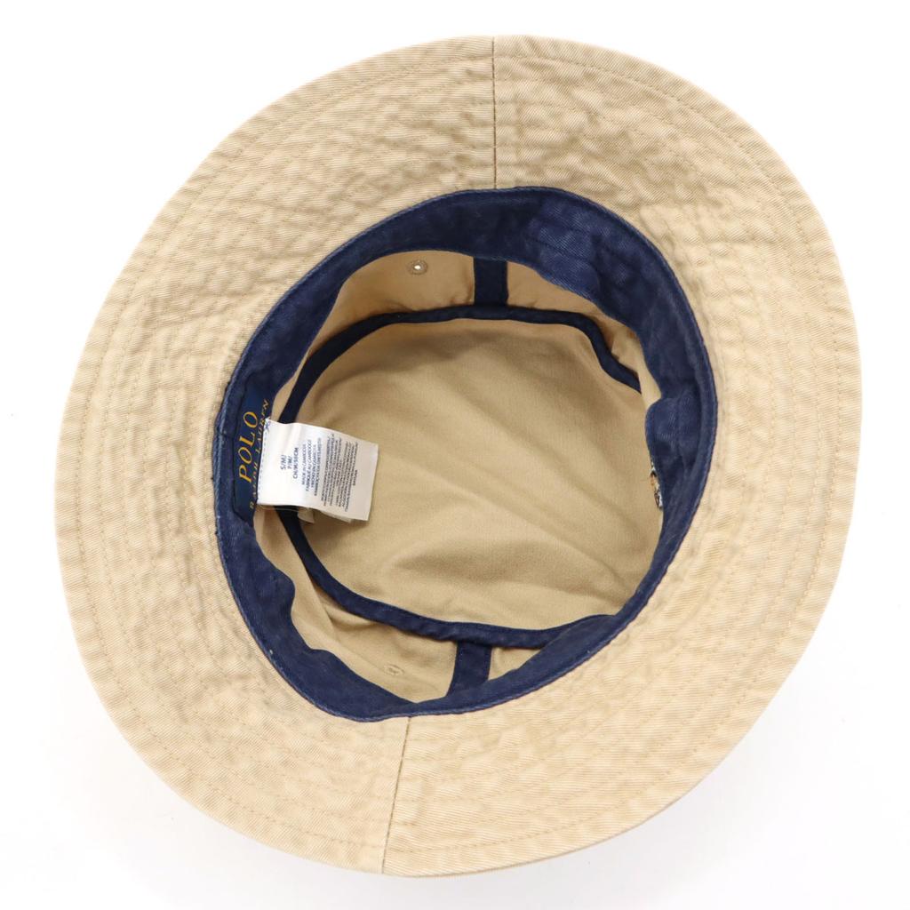 POLO RALPH LAUREN Polo Bear Embroidery bucket hat S-M beige hat Men's Used