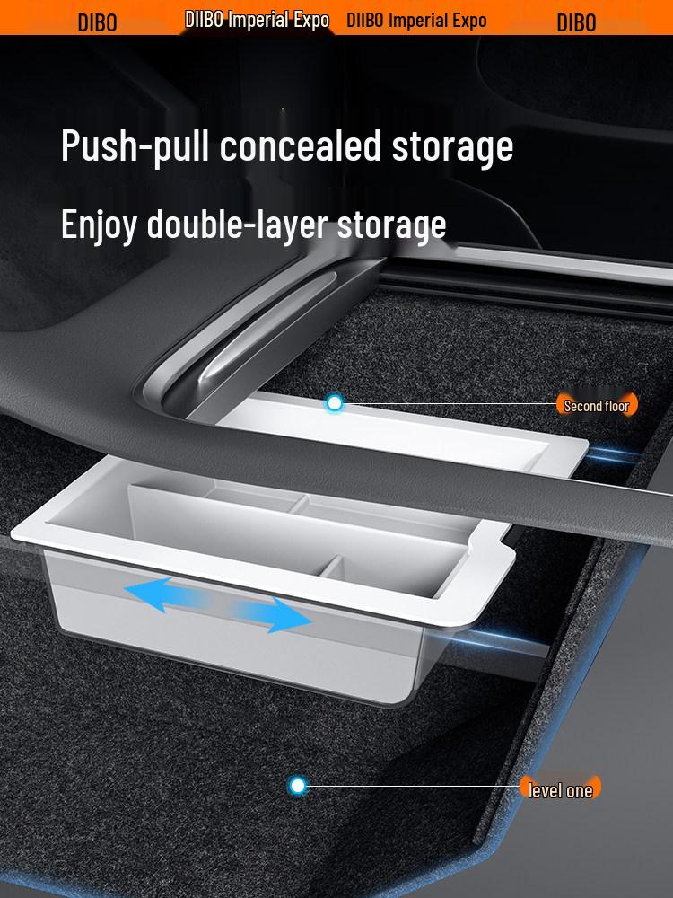 DiBo Central Control Storage Box for Tesla Model 3/Y Armrest - Car Interior Organizer and Decorative Accessory.
