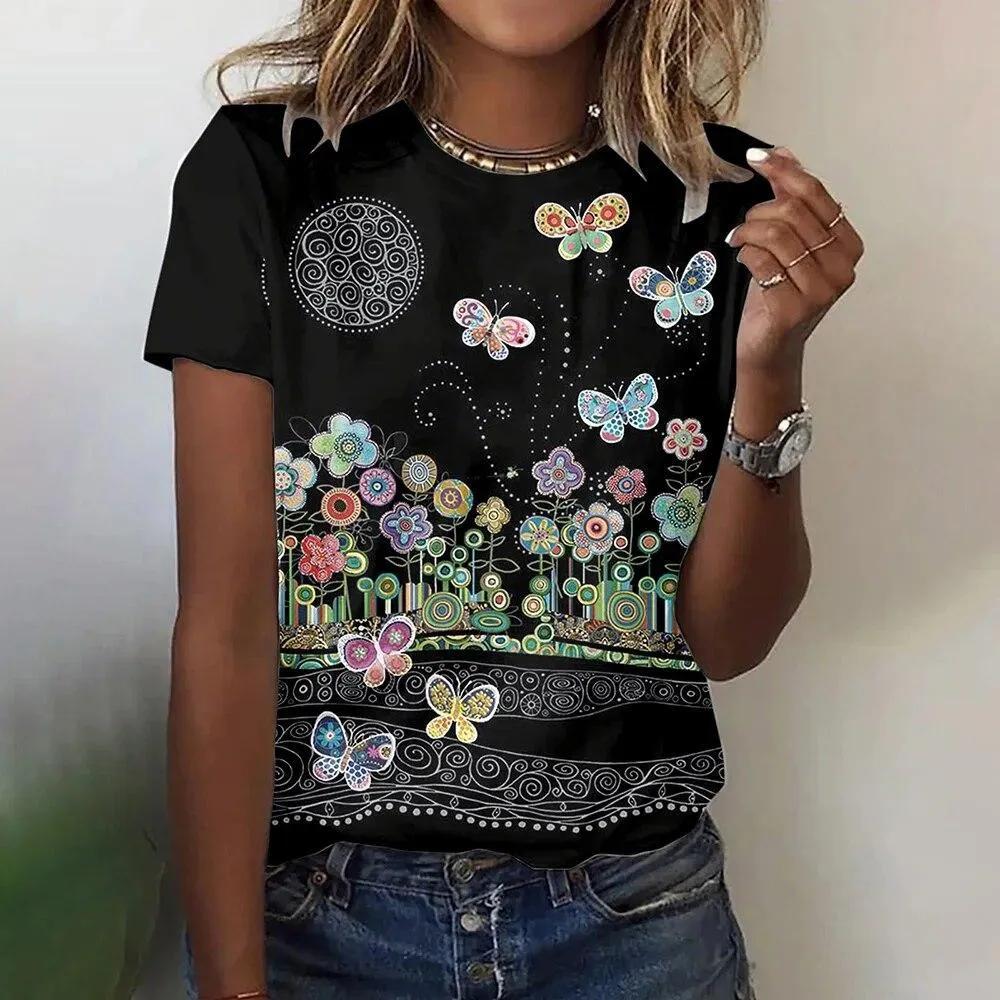 Fashion Versatile Women's Top Comfortable Crew Neck Short Sleeve Daily T-Shirts Women’s
