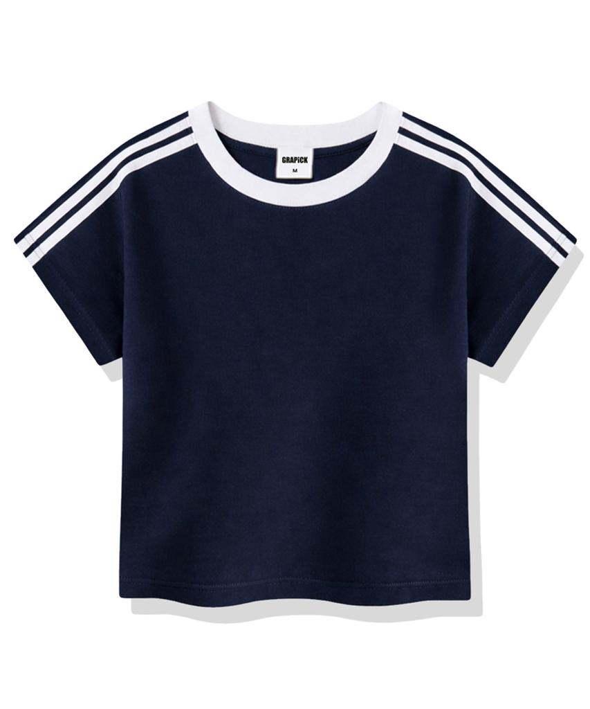 Geulapig Scent Semi-Crop Track Short Sleeve T-Shirt 6 Colors [Grse_6001]