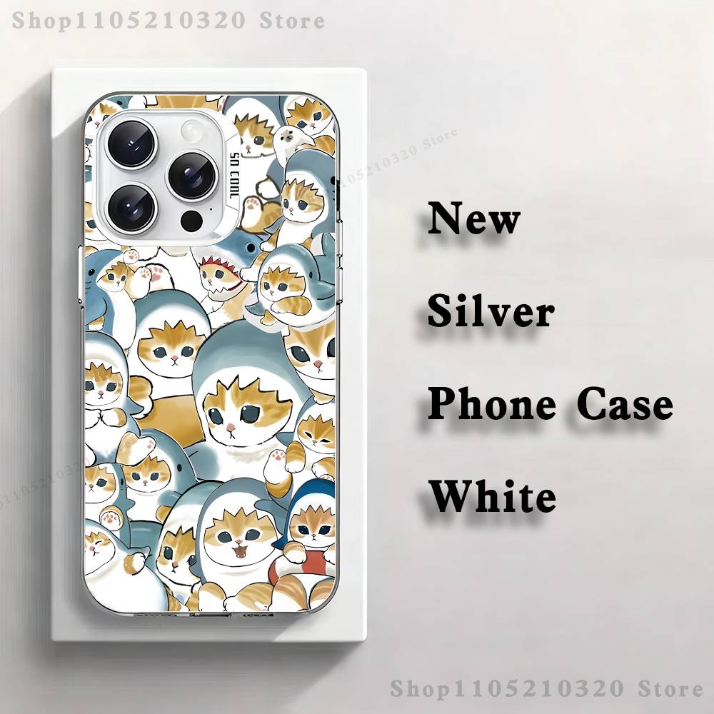 

Cute Cat Shark Phone Case For iPhone 17,16,15,14,13,12,11,Pro,Max,Plus,E,Air,Mini White Tpu Cover iPhone14