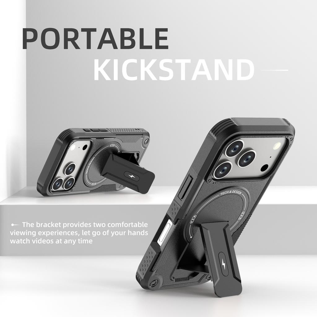 Militärische Robuste Panzerung Halter Magnetische Handyhülle für IPhone 17 16 15 14 Plus 13 12 Pro Max 11 16E Halter Harte Schutz Rückseite