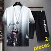 Faionable Lightweight Set for Men Summer Casual Spor Two-Piece Suit Teenage Polyester Fiber Orts
