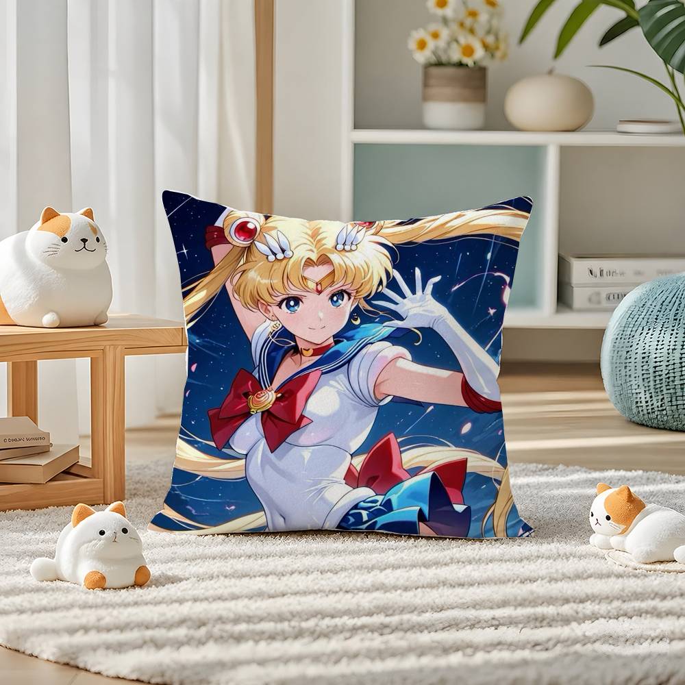 Sailor Moon Sailor Neptune Anime Plush Pillow Cover Soft Short Plush Cushion Cover For Sofa Bedroom Home Decor Gift Decoration