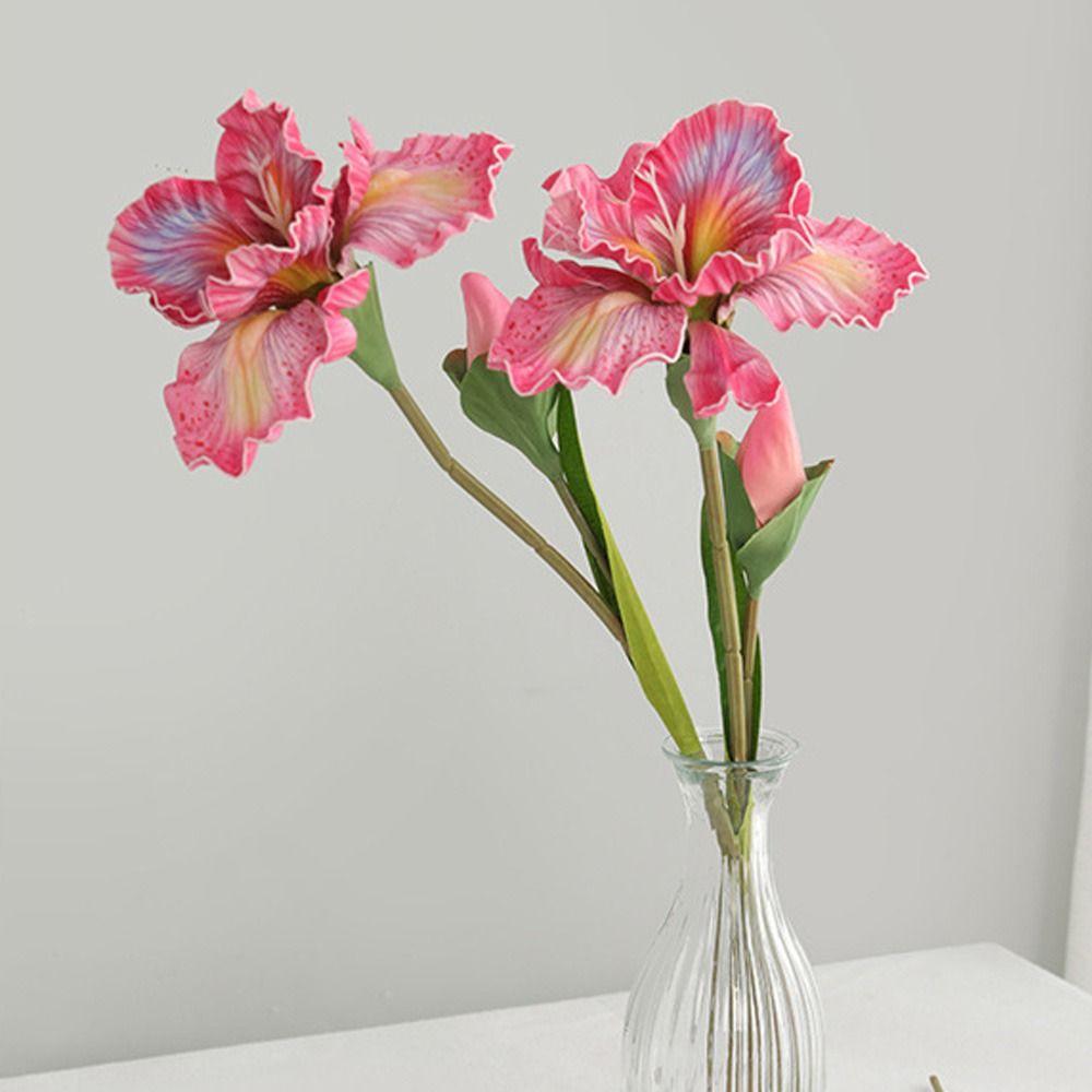 

2pcs 45cm Artificial Alice Iris Flowers Real Touch Silk Fake Flower Hotel Restaurant Decor фиолетовый
