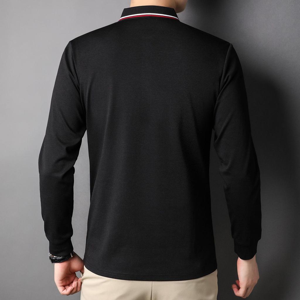 Men's Spring and Autumn New Men's Polo Shirt Fashion Trend Embroidered Lapel Long Sleeve T-shirt