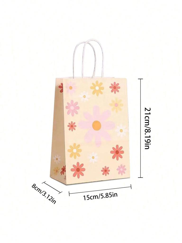 12pcs Sun Flower Theme Gift Bags Kraft Gift Bags Bulk Birthday Bags For Party Goody Gift Bags