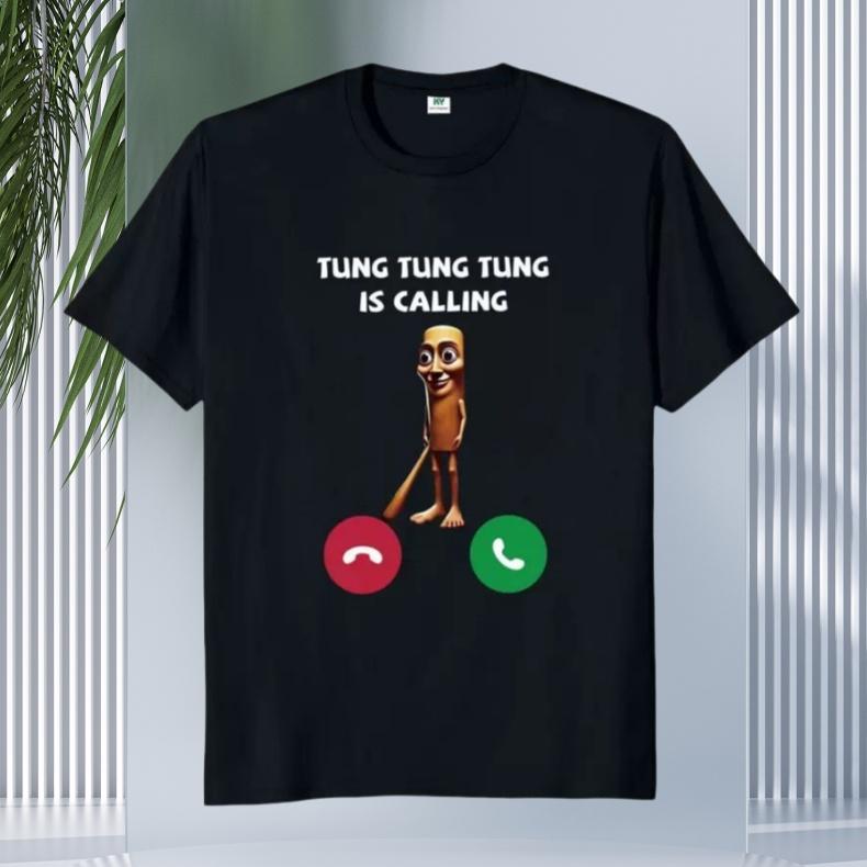 Tung Tung Sahur T Shirt Wooden Stick Man Fun Pattern Shan Hai Jing AI Funny Printed Short Sleeved T-shirt for Men