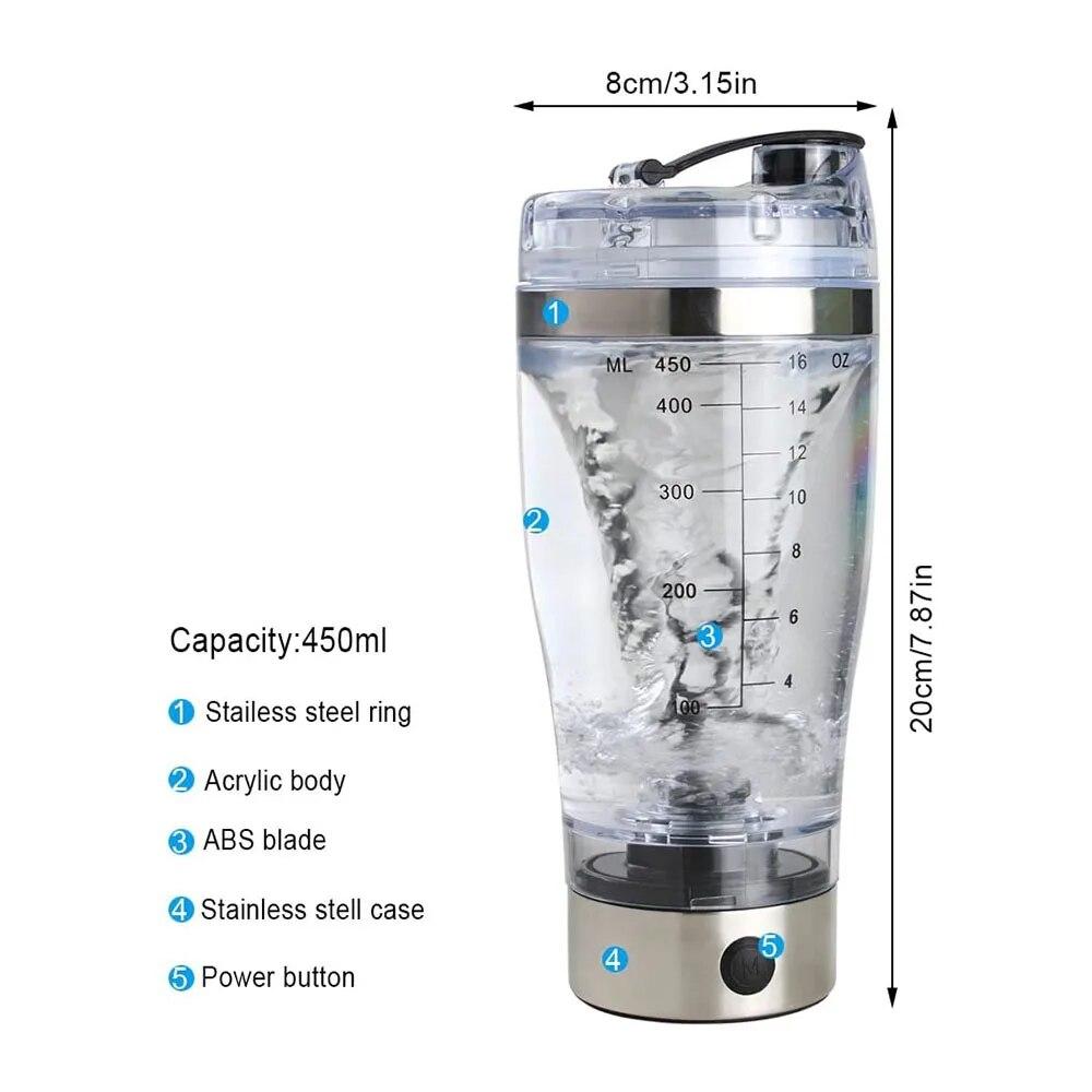 450/600ml Rechargeable Protein Shaker Electric Mixing Cup Portable Protein Powder Shaker Bottle Mixer For Home Kitchen Tools
