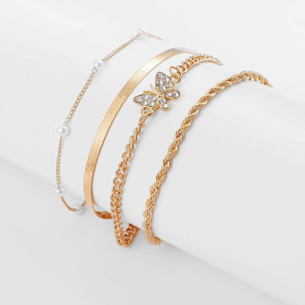3PCS Fashion Thick Chain Link Bracelets for Women Vintage Snake Chain Gold Color Silver Color Bangles Bracelets Set Punk Jewelry