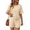 Women’s Relaxed Fit Short Sleeve Top and Shorts Two Piece Outfit Set for Casual Summer Wear Lounge and Daily Activities