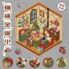 3D Christmas Cat Cabin Scenery Stickers - DIY Miniature Collage & Decompression Fun