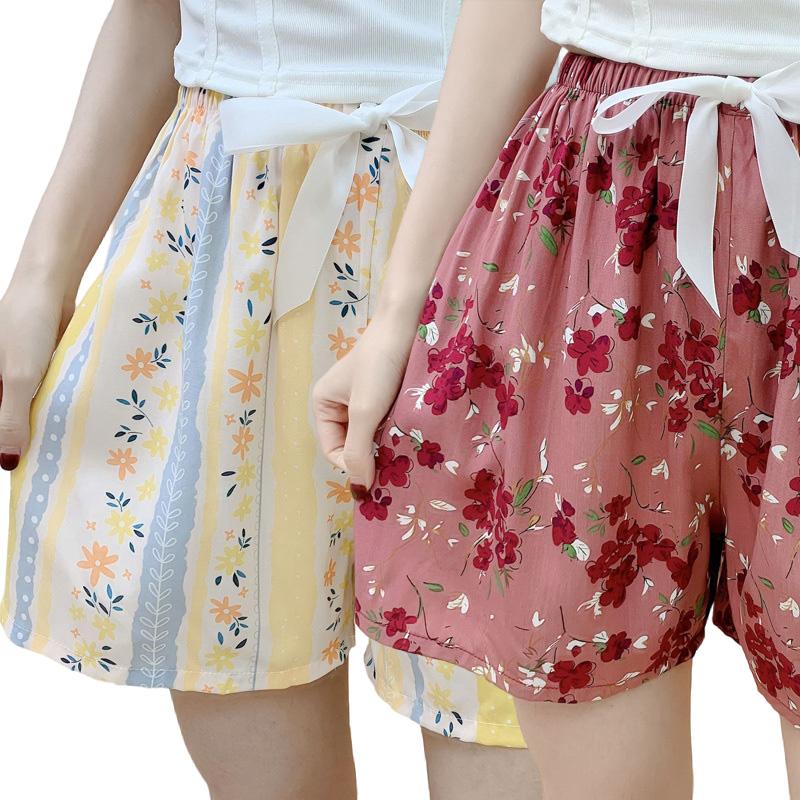 1PC Home Pajamas Lounge Bottom Women Sleep Shorts Cotton 2025 Casual Shorts NEW Floral Printing Plus Size Beach Hot Pants Loose