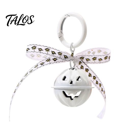Backpacks Pumpkin Bell Keychain Halloween Keychain, Hollow Head Key Ring with Ribbon Bow, Charm for Holiday Party Decoration