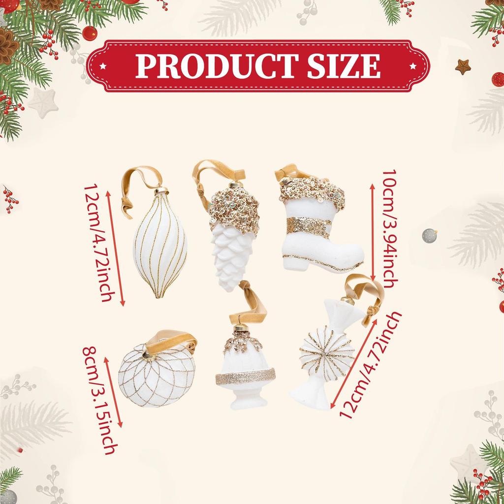 6 Pièces Ornements de Noël à Suspendre pour Décorations d'Arbre Artisanat Ornement Pendentifs Boules