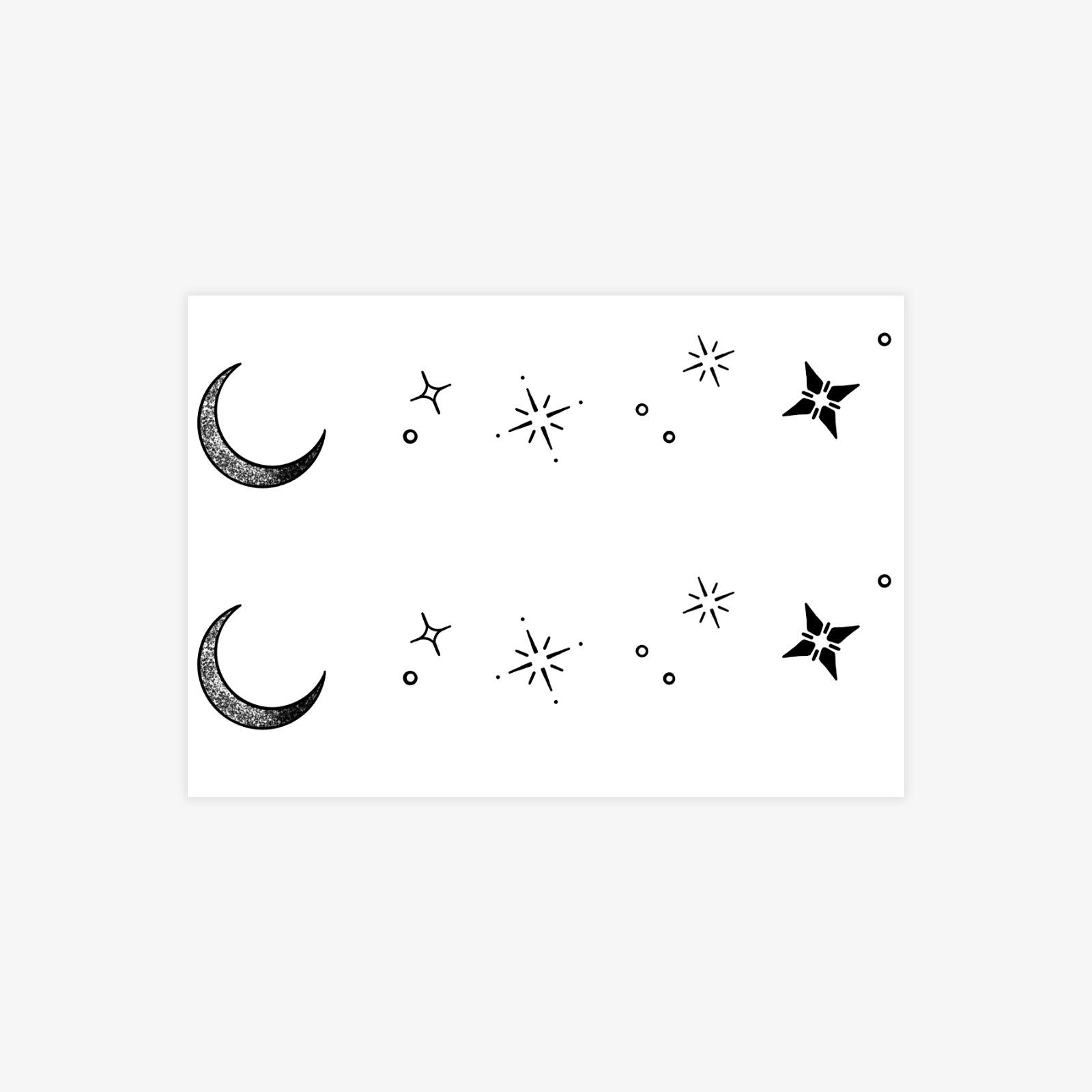 Tattoo Sticker Simple Star And Moon Line Tattoo Sticker Disposable Temporary Tattoo Sticker 10*7