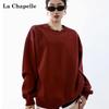 La Chapelle American Style Unlined Drop Shoulder Round Neck Sweatshirt