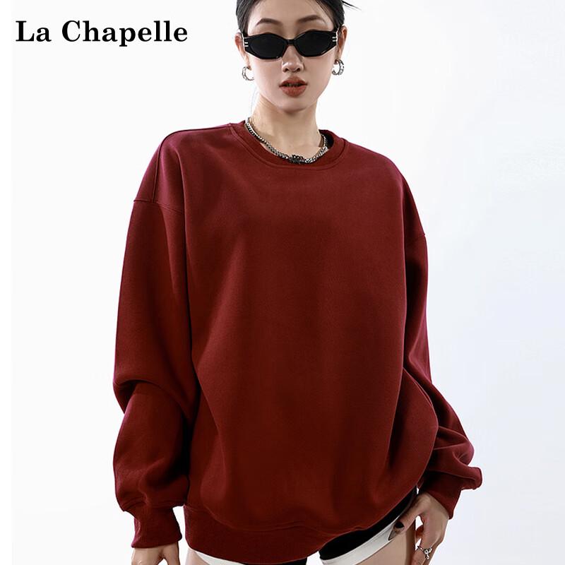 La Chapelle American Style Unlined Drop Shoulder Round Neck Sweatshirt