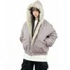 2KWEIRD Women's Winter Thickened Fur Collar Warm Jacket Zipper Hoodie Couple Fashion Fashion Fashion Casual Loose Jacket Top