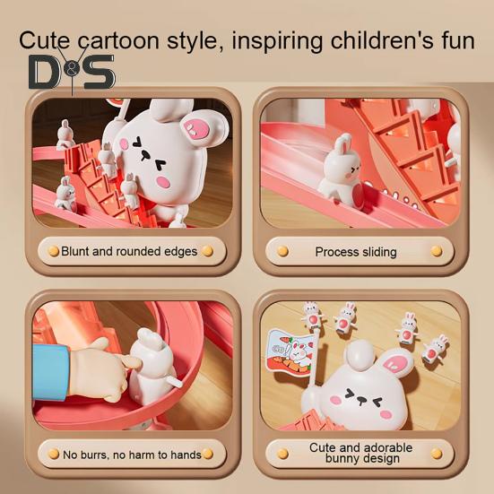 Electric Animal Climbing Slide Toy with LED Light Music Kids Educational Automatic Dinosaur Rabbit Staircase Climbing Roller Coaster Sliding Track