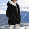 Women's Casual Solid Color Loose Plush Hooded Jacket With Pockets Zippered