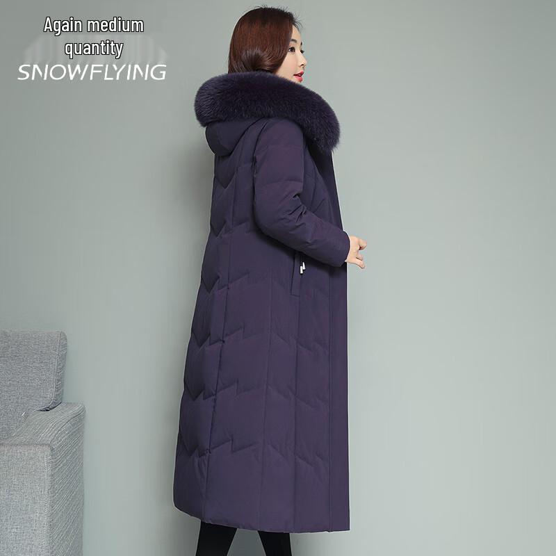 Xuezhongfei Women's Long Winter Down Jacket with Fox Fur Collar