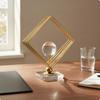 Crystal Ball Contemporary Chic metal Ornament Handcrafted Look Decorative Sphere Feather Leaf C