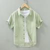 Camicia da uomo solida Camicia semplice da uomo Moda estiva Camicia casual a maniche corte da uomo Abbigliamento da uomo per feste in spiaggia