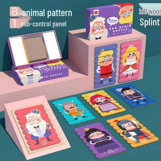 

Креативный деревянный двусторонний пазл с мультяшными животными и транспортом для раннего развития детей