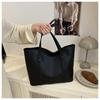 Korean Version Large Capacity Solid Color Faux Leather Tote Bag Fashion Vintage Commute Simple Shoulder Bag