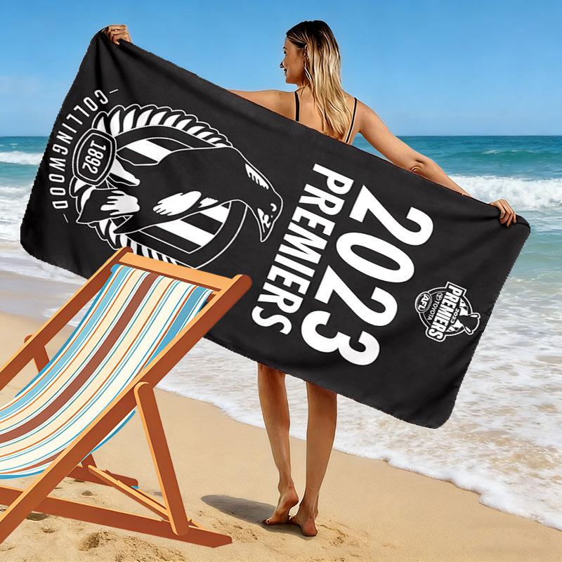 Collingwood Magpies Druck Strandtuch, Großes Weiches Schnelltrocknendes Handtuch für Strand Camping Schwimmen