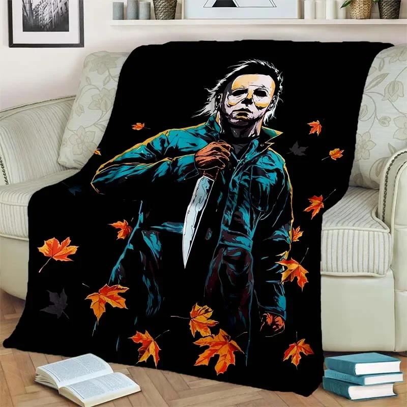 HD Horror Movie Game Halloween Gift Blanket Michael Myers Sofa Bed Decor Warm Flannel for Outdoor Picnic Car