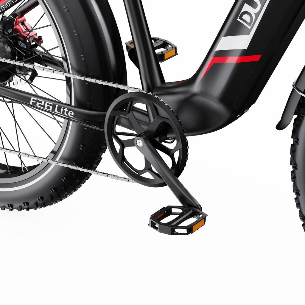 DUOTTS F26 Lite 48V 500W Electric Bike for Adults, 26"x4.0" Fat Tire E-Bike, 45-90km Range, Shimano 7-Speed, Black Red/Silver White