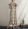 Krátký rukáv Plus size Bavlněné vintage květinové nové šaty pro ženy ležérní volné dlouhé letní šaty