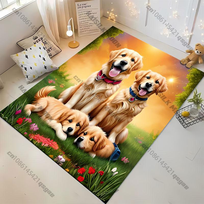 Adorable Dogs In Serene Landscape Carpet Yoga Living Room Room Decor Children's Crawling Mat Doormat Area Rug Games Mat