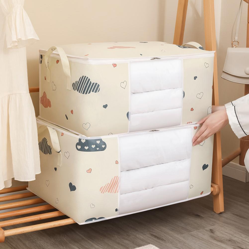 Large Capacity Clothes Storage Bag Organizer With Reinforced Handle Suitable For Blankets Bedding Foldable With Sturdy Zipper